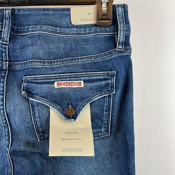 Hudson Jeans Collin Mid-Rise Skinny Jeans- Sea Floor - Size 32- NWT - Picture 6 of 11